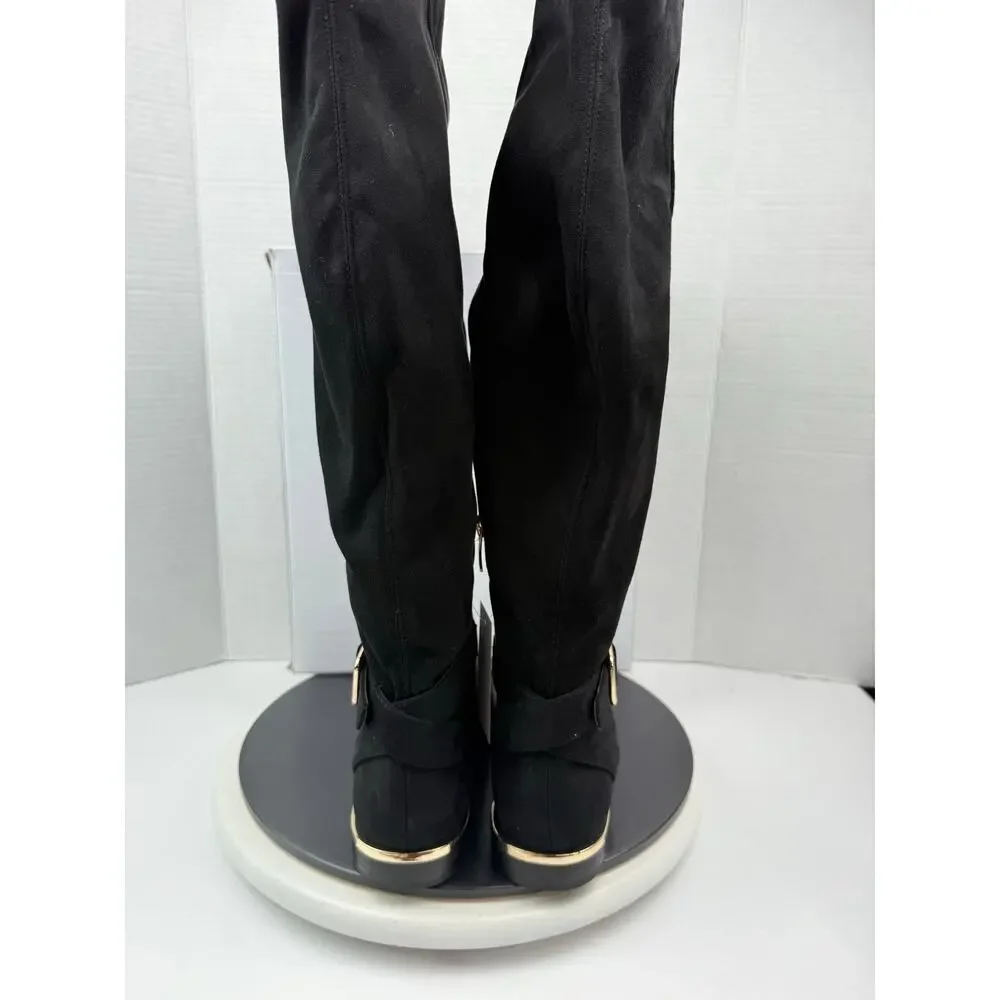 Nine West Andone 2 Womens Sz 7M Wide Calf Black Faux Suede Over-The-Knee‎ Boots